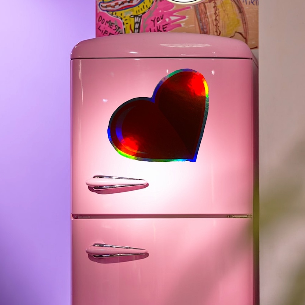 Rainbow Metallic HEART Prismatic reflective Art decor Magnet